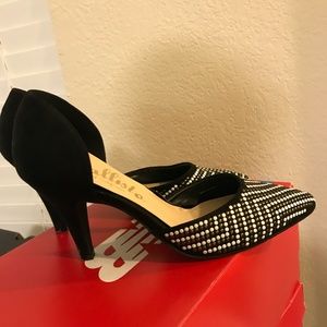 Callisto of California Black Suede studded heels